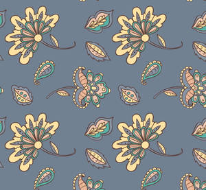 Batik Yellow Flowers Wallpaper