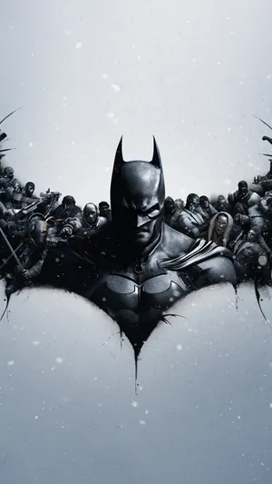 Batman Amidst Arkham Enemies Wallpaper