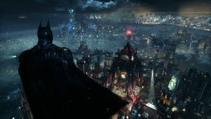 Batman Overlooking Arkham City 4k Wallpaper
