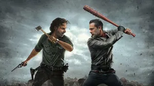 Battle Between Negan And Rick Wallpaper
