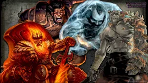 Battling Elemental Giants In Dungeons And Dragons Wallpaper