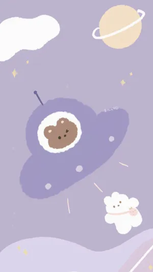 Bear Astronaut Pastel Cute Wallpaper