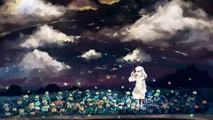 Beautiful Anime Little Girl With Butterflies Wallpaper