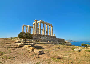 Beautiful Blue Cape Sounion Sky Wallpaper
