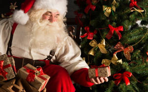 Beautiful Christmas Portrait Of Santa Claus Wallpaper