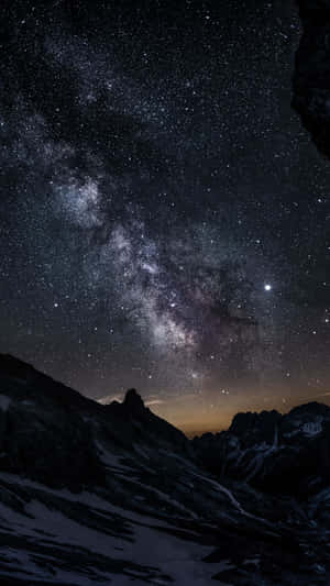 Beautiful Dark Magical Night Sky Over Mountain Wallpaper