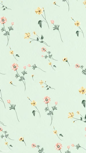 Beautiful Flowers Mint Green Iphone Wallpaper
