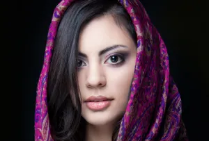 Beautiful Indian Girl With Purple Cloth Portrait Wallpaper