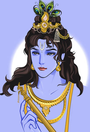 Beautiful Krishna Vector Art Wallpaper