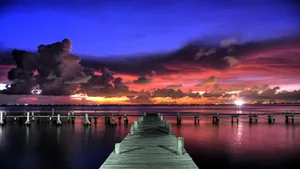 Beautiful Lake Dock Amazing Sky Wallpaper