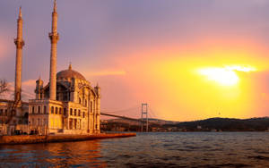 Beautiful Mosque Ortaköy Sunset Wallpaper