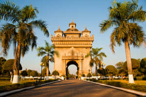 Beautiful Patuxai Monument In Vientiane Wallpaper