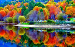 Beautiful Scenery Desktop Colorful Autumn Lake Wallpaper