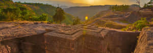 Beautiful Sunset At Lalibela's St. George Church Wallpaper