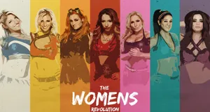 Becky Lynch With Other Female Wrestlers Wallpaper