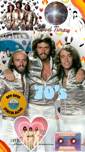 Bee Gees 70s Pop Group Vintage Fan Art Wallpaper
