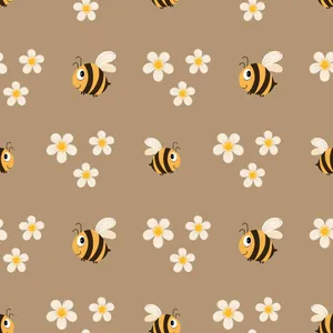 Bees Wandering Over Beige Background Wallpaper