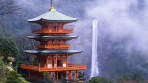 Beijing Chinese Castle Near Waterfall Wallpaper