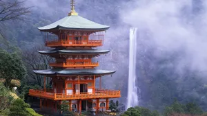 Beijing Chinese Castle Near Waterfall Wallpaper