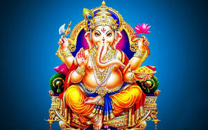 Bejeweled Throne Ganesh Desktop Graphic Artwork Wallpaper