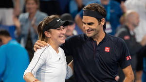 Belinda Bencic With Roger Federer Wallpaper