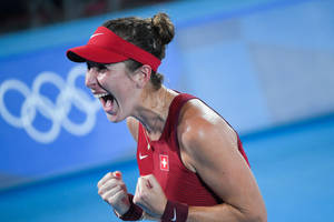 Belinda Bencic Yelling In Victory Wallpaper