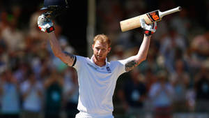 Ben Stokes Raising His Bat Wallpaper