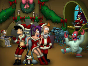 Bender Futurama Christmas Poster Wallpaper
