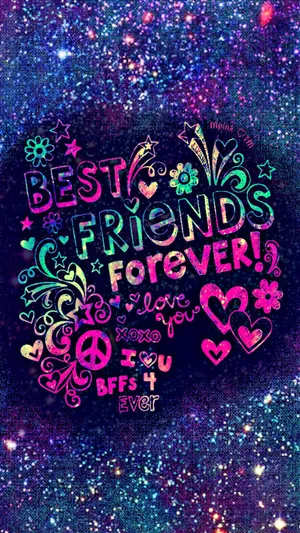 Best Friends Forever Rainbow Letters Wallpaper