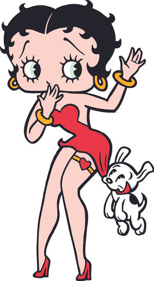 Betty Boop With Her Dog Wallpaper