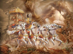 Bhagavad Gita Mahabharata Digital Artwork Wallpaper