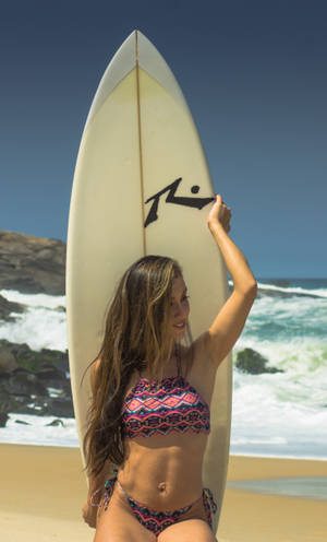 Bikini Girl With Surfboard Wallpaper