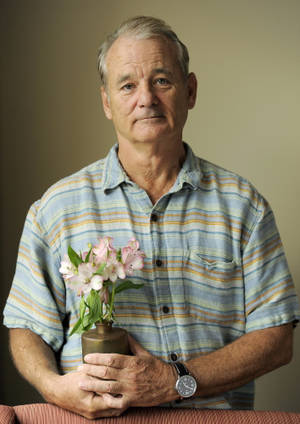 Bill Murray American Actor Flowers Pose Wallpaper