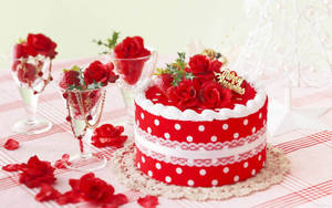 Birthday Cake With Polka Design Wallpaper