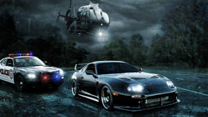 Black 1998 Toyota Supra Mk4 Digital Art Wallpaper