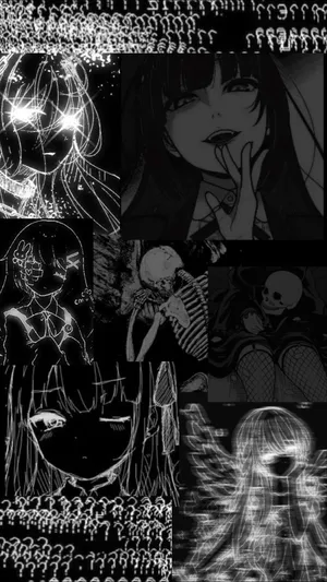 Black Aesthetic Anime Scary Creepy Girls Wallpaper