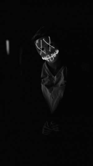 Black Aesthetic Phone Neon Face On Man Wallpaper