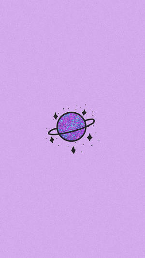 Black And Purple Aesthetic Planet Drawing Wallpaper