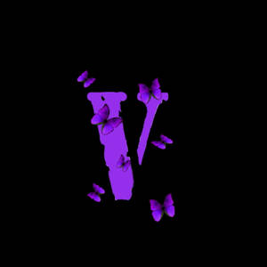 Black And Purple Butterflies Vlone Pfp Logo Wallpaper