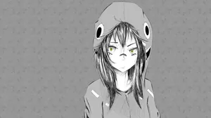 Black And White Anime Aesthetic Girl With Cap Wallpaper