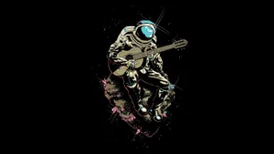 Black And White Astronaut Guitraist Art Wallpaper