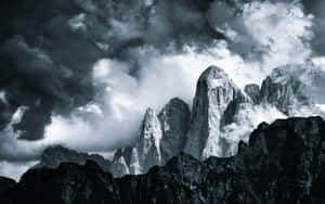 Black And White Cloud Mountain Range Wallpaper