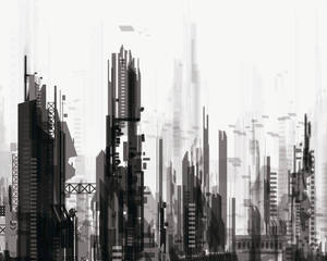 Black And White Futuristic Buildings Wallpaper