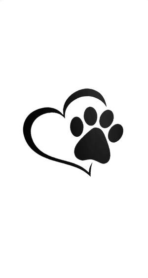 Black And White Heart Paw Print Wallpaper