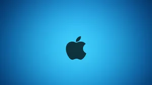 Black Apple Logo In Gradient Blue Wallpaper
