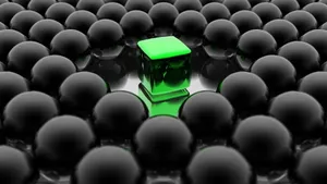 Black Balls Green Cube Wallpaper