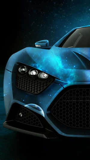 Black Blue Neon Lamborghini Starry Night Wallpaper