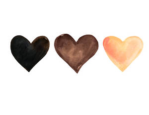 Black Brown Yellow Hearts Wallpaper