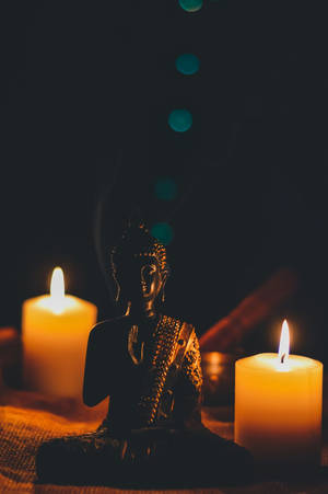 Black Buddha Candles Wallpaper