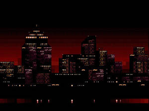 Black Buildings 8 Bit Wallpaper